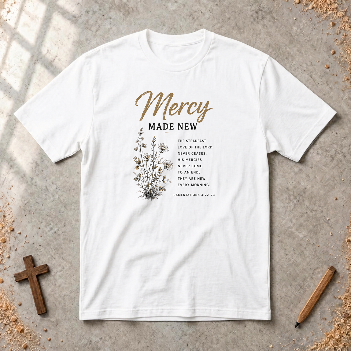 Mercy Made New — Lamentations 3:22–23 Christian T-Shirt